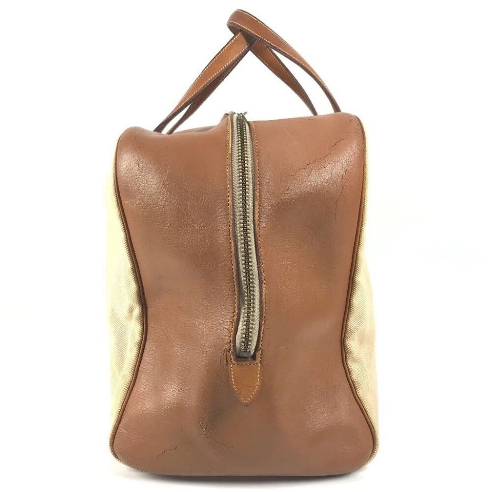 HERMES vintage Victoria 50 Travel Bag Duffle Bag Leather/Canvas Beige/Brown - Picture 4 of 15